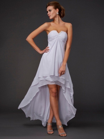 A-Line/Princess Sweetheart Sleeveless Ruffles High Low Chiffon Dresses