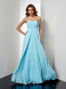 A-Line/Princess Sweetheart Sleeveless Beading Long Chiffon Dresses