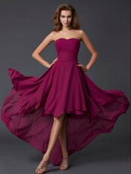 A-Line/Princess Sweetheart Sleeveless Pleats High Low Chiffon Dresses