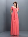 A-Line/Princess Sweetheart Pleats 1/2 Sleeves Long Chiffon Bridesmaid Dresses