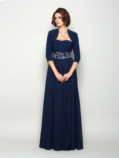 A-Line/Princess Sweetheart Beading Sleeveless Long Chiffon Mother of the Bride Dresses [50901]