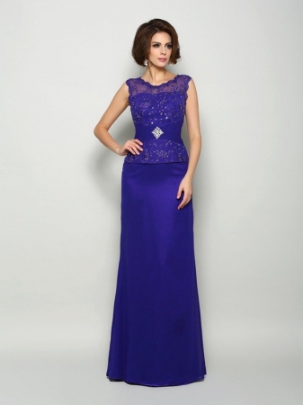 A-Line/Princess V-neck Beading Sleeveless Long Chiffon Mother of the Bride Dresses