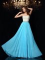 A-Line/Princess Strapless Beading Sleeveless Long Chiffon Dresses