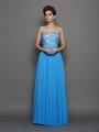 A-Line/Princess Sweetheart Applique Sleeveless Long Chiffon Dresses