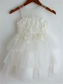 A-line/Princess Straps Sleeveless Lace Tea-Length Tulle Flower Girl Dresses