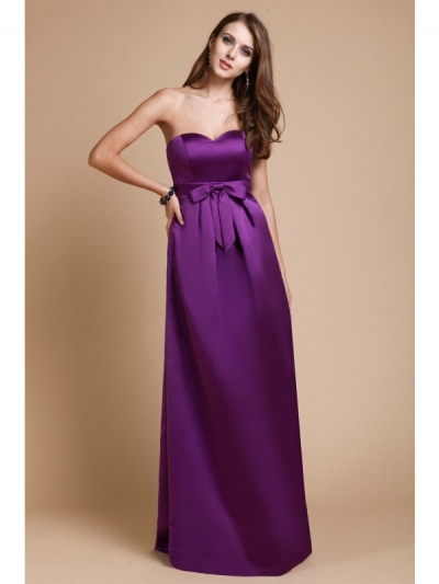 Sheath/Column Sweetheart Sleeveless Long Bowknot Elastic Woven Satin Bridesmaid Dresses [N13ZYDRESS13]