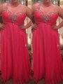 A-Line/Princess One-Shoulder Sleeveless Beading Floor-Length Chiffon Plus Size Dresses