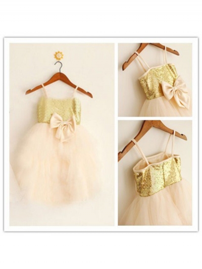 A-Line/Princess Spaghetti Straps Sleeveless Sequin Long Tulle Flower Girl Dresses [PO15033EV388B3]