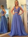 A-Line/Princess Sleeveless V-neck Chiffon Beading Floor-Length Two Piece Dresses