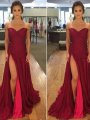 A-Line/Princess Off-the-Shoulder Sleeveless Floor-Length Chiffon Dresses