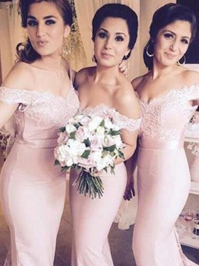 Trumpet/Mermaid Sleeveless Off-the-Shoulder Jersey Floor-Length Bridesmaid Dresses [PON1506EV762]