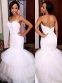 Trumpet/Mermaid Sweetheart Lace Sleeveless Court Train Tulle Wedding Dresses