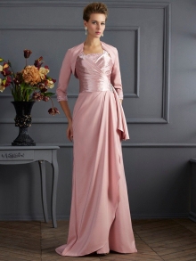 Sheath/Column Straps Sleeveless Long Elastic Woven Satin Mother of the Bride Dresses