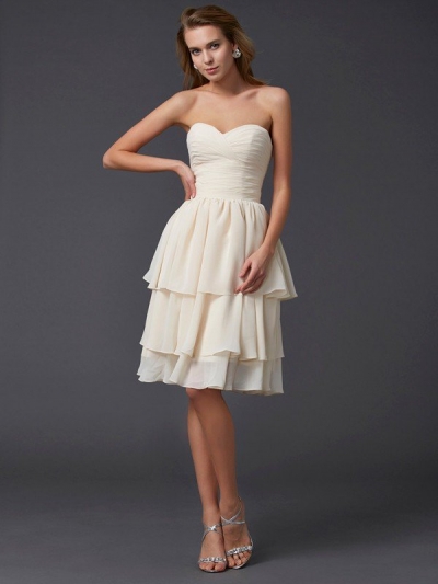 Sheath/Column Sweetheart Sleeveless Short Chiffon Bridesmaid Dresses [40608]