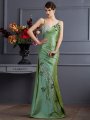 Trumpet/Mermaid Spaghetti Straps Sleeveless Beading Long Taffeta Dresses