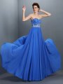 A-Line/Princess Sweetheart Beading Sleeveless Long Chiffon Dresses