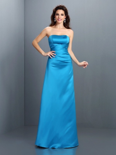 A-Line/Princess Strapless Sleeveless Long Satin Bridesmaid Dresses [50576]