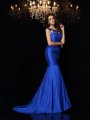 Trumpet/Mermaid Bateau Applique Sleeveless Long Taffeta Dresses