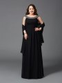 A-Line/Princess Scoop Rhinestone Sleeveless Long Chiffon Plus Size Dresses