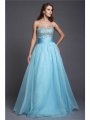 A-Line/Princess Sweetheart Beading Sleeveless Long Organza Dresses