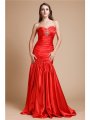 Trumpet/Mermaid Strapless Beading Long Elastic Woven Satin Dresses