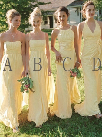 A-Line/Princess Sleeveless Floor-Length Chiffon Bridesmaid Dresses