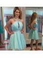 A-Line/Princess Sleeveless Halter Beading Chiffon Short/Mini Dresses