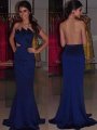 Sheath/Column Strapless Sleeveless Beading Sweep/Brush Train Satin Dresses