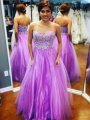 A-Line/Princess Sweetheart Sleeveless Applique Floor-Length Tulle Dresses