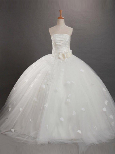 Ball Gown Strapless Ruffles Sleeveless Long Organza Flower Girl Dresses [POWDN14077BN276]