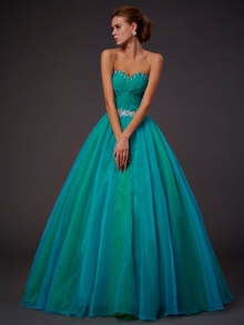 Ball Gown Sweetheart Sleeveless Long Beading Tulle Quinceanera Dresses