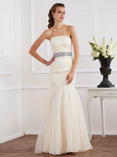 Trumpet/Mermaid Strapless Sleeveless Sash/Ribbon/Belt Long Organza Dresses [40493]