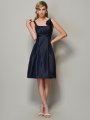 A-Line/Princess Straps Sleeveless Pleats Short Taffeta Bridesmaid Dresses