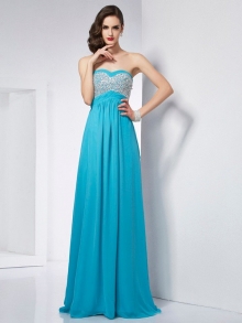 A-Line/Princess Sweetheart Sleeveless Long Chiffon Dresses