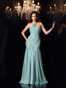 Trumpet/Mermaid One-Shoulder Sleeveless Long Chiffon Dresses