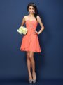 A-Line/Princess Sweetheart Beading Sleeveless Short Chiffon Bridesmaid Dresses