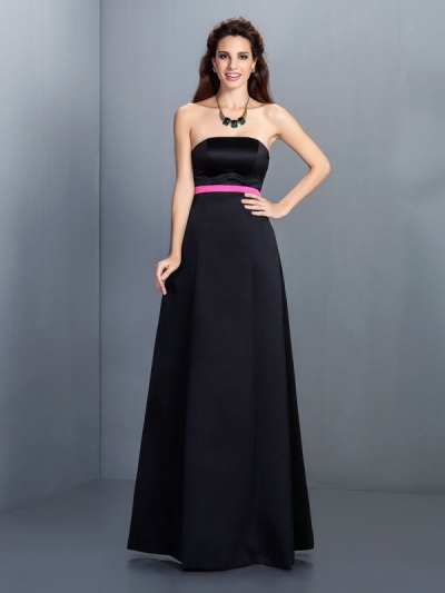 A-Line/Princess Strapless Sleeveless Long Satin Bridesmaid Dresses [50518]