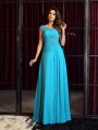 A-Line/Princess Scoop Applique Sleeveless Long Chiffon Dresses