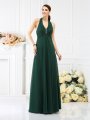 A-Line/Princess Halter Beading Sleeveless Long Chiffon Bridesmaid Dresses