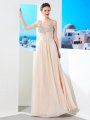 A-Line/Princess Spaghetti Straps Beading Floor-Length Chiffon Dresses