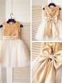 A-line/Princess Sleeveless Scoop Sequin Tea-Length Tulle Flower Girl Dresses