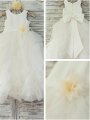 Ball Gown Sleeveless Scoop Hand-made Flower Floor-Length Organza Flower Girl Dresses