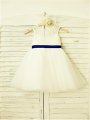 A-line/Princess Scoop Sleeveless Bowknot Floor-Length Tulle Flower Girl Dresses