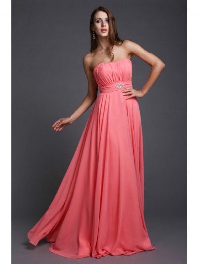 A-Line/Princess Strapless Beading Sleeveless Long Bridesmaid Dresses [N13ZDRESS215]