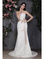 Sheath/Column Strapless Sleeveless Sash Long Lace Wedding Dresses