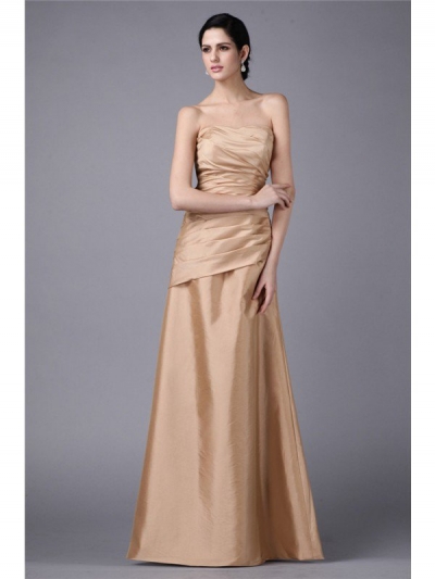 Sheath/Column Strapless Sleeveless Pleats Long Taffeta Dresses [N13ZYDRESS272]