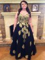 Ball Gown Spaghetti Straps Sleeveless Applique Floor-Length Tulle Plus Size Dresses