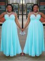 A-Line/Princess Sweetheart Sleeveless Beading Floor-Length Chiffon Plus Size Dresses