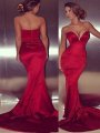 Trumpet/Mermaid Sleeveless Sweetheart Satin Court Train Dresses