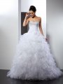 Ball Gown Sweetheart Beading Sleeveless Long Organza Wedding Dresses